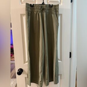 Mondetta Olive Green Drawstring Wide-Leg Pants – Comfortable & Chic